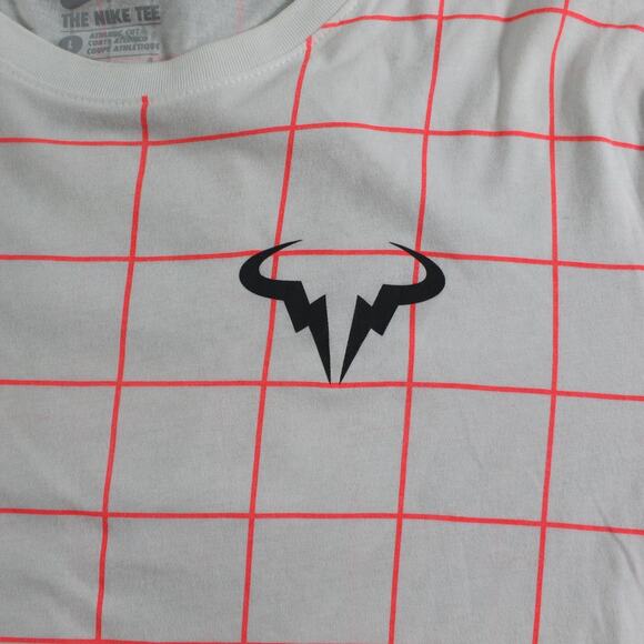 Nike Shirt Mens Large Rafael Nadal Rafa 86 White Pink Grid Tennis Athleisure Gym - Picture 3 of 11